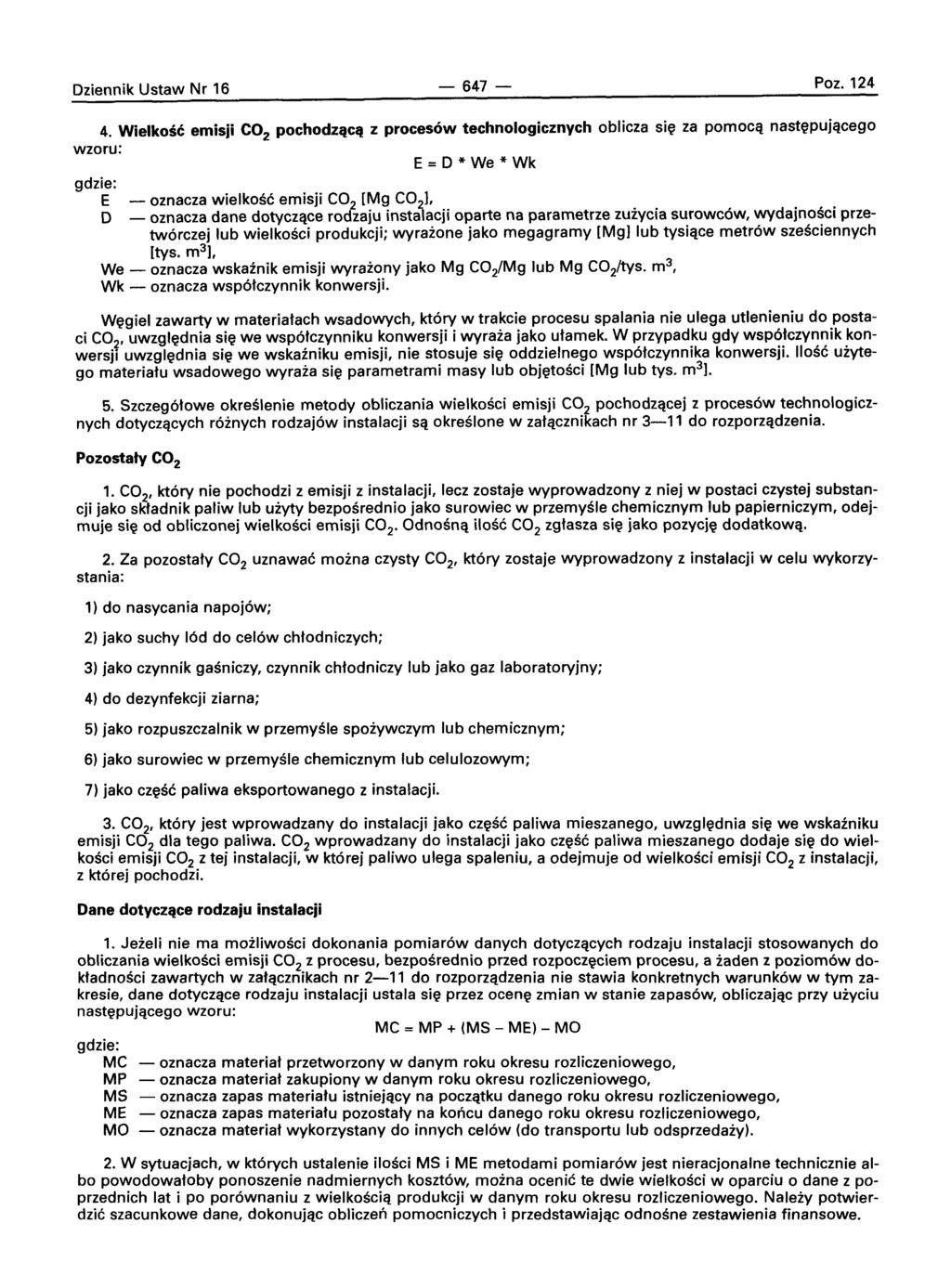Dziennik Ustaw Nr 16-647- Poz. 124 4.