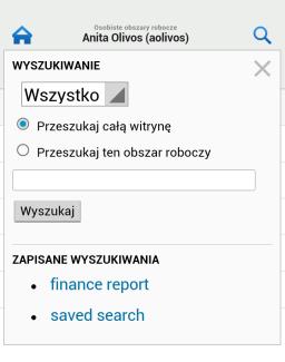 WYSZUKIWANIE W INTERFEJSIE MOBILNYM Interfejs mobilny systemu Micro Focus Vibe umożliwia wyszukiwanie osób, miejsc, wpisów i załączników.