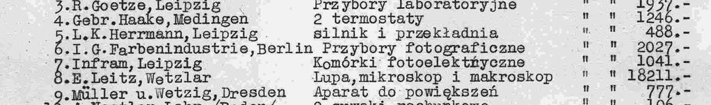 mikrometryczny i drobne części dodatkowe: wkładki do stolika, uchwyty do próbek, podpórki, pierścienie, itp. - razem ok. 5250 zł. Z kolei 29 marca 1935 r.