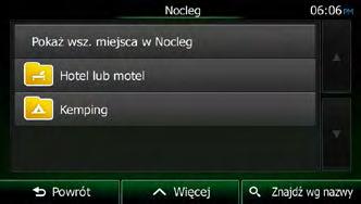 6. Wybierz jedną z kategorii miejsc (np. Nocleg), którą chcesz przeszukać, lub naciśnij, aby wykonać wyszukiwanie we wszystkich miejscach.