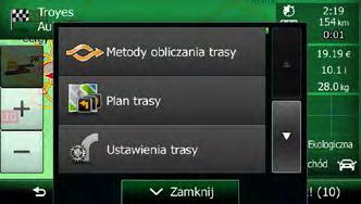 3.4.4 Wstrzymywanie aktywnej trasy Nie musisz wstrzymywać aktywnej trasy: po ponownym rozpoczęciu jazdy Clarion Mobile Map uruchamia odtwarzanie instrukcji głosowych od aktualnej pozycji. 3.4.5 Anulowanie aktywnej trasy Aby anulować trasę, dla której jest prowadzona nawigacja, wykonaj jedną z następujących czynności: Na ekranie mapy naciśnij i.