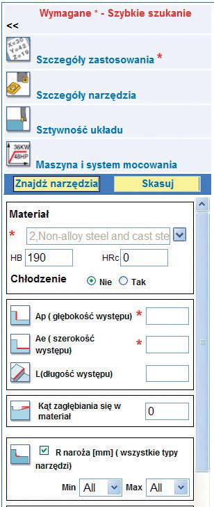 KROK DRUGI: Wybierz ikonę Szczegóły zastosowania i wprowadź wartości do pól