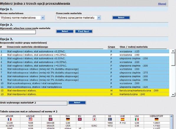 zostaną wyświetlone 4. Kliknij Znajdź narzędzia 1. Wybierz materiał 2.