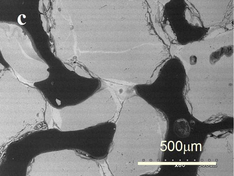 Microstructure of composites: a) type A; b) type B; c) type C 50 40 Pozorny moduł spręŝystości Maksymalna wytrzymałość kompozyt ceramika porowata σ [MPa] 30 20