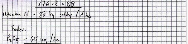 nawozów NPK w czystym składniku na 1 ha, błędy arytmetyczne (nieprawidłowy wynik), brak