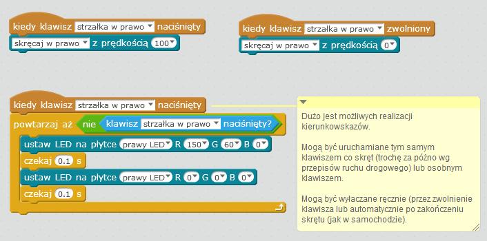 Klasa I-III Klasa IV-VI Klasa VII-VIII - wykorzystać poznane sposoby programowania efektów świetlnych i dźwiękowych do stworzenia robota tańczącego w rytm muzyki stworzonej z sampli z palety dźwięki.