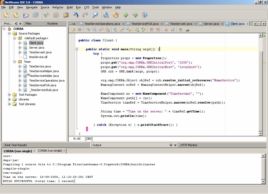 NameComponent path[] = {nc; TimeService timeref = TimeServiceHelper.narrow(ncRef.resolve(path)); String time = "Time on the server: " + timeref.gettime(); System.out.