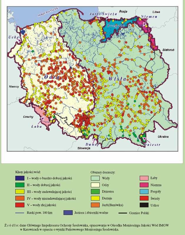 1.2. Jakość wód powierzchniowych Do roku 4 podstawę prawną do oceny jakości wód w rzekach stanowiło Rozporządzenie Ministra Ochrony Środowiska, Zasobów Naturalnych i Leśnictwa z dnia 5 listopada 1991
