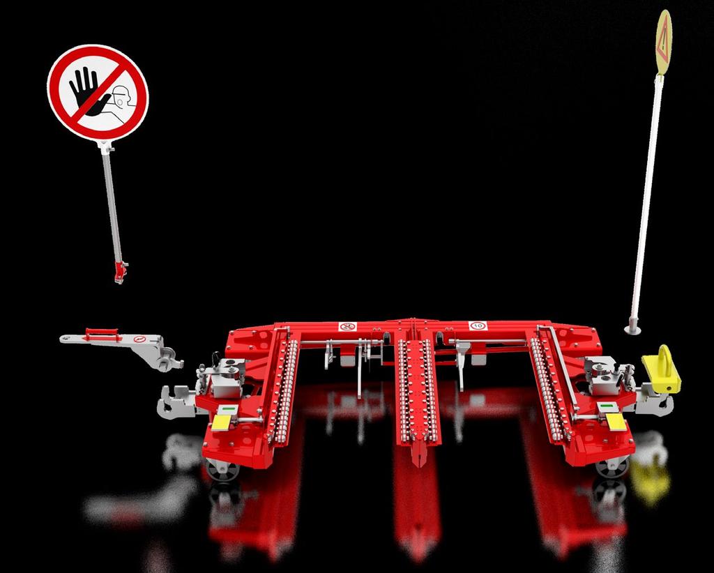 SAFETY AND SECURITY EQUIPMENT DODATKOWE ELEMENTY OSTRZEGAWCZE I ZABEZPIECZAJĄCE E-Liner platforms can be equipped with additional accessories which increase the visibility and safety during