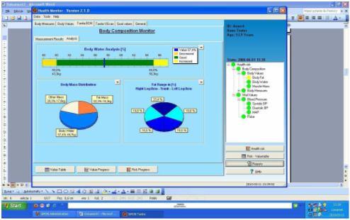 Oprogramowanie do Wagi/Monitora Składu Ciała TANITA BC-1000 GMON FIT 3 Program umożliwia zdalne sterowanie analizatorem BC-1000 z komputera i przechowywanie informacji o pacjentach wraz z wynikami