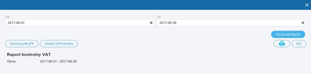 Zapisanie deklaracji umożliwia również podgląd raportu kontrolnego składającego się z wartości, których suma ukazana jest w poszczególnych pozycjach w deklaracji.