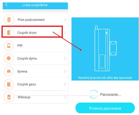 Po wciśnięciu przycisku na czujniku powinna zapalić się czerwona dioda LED.