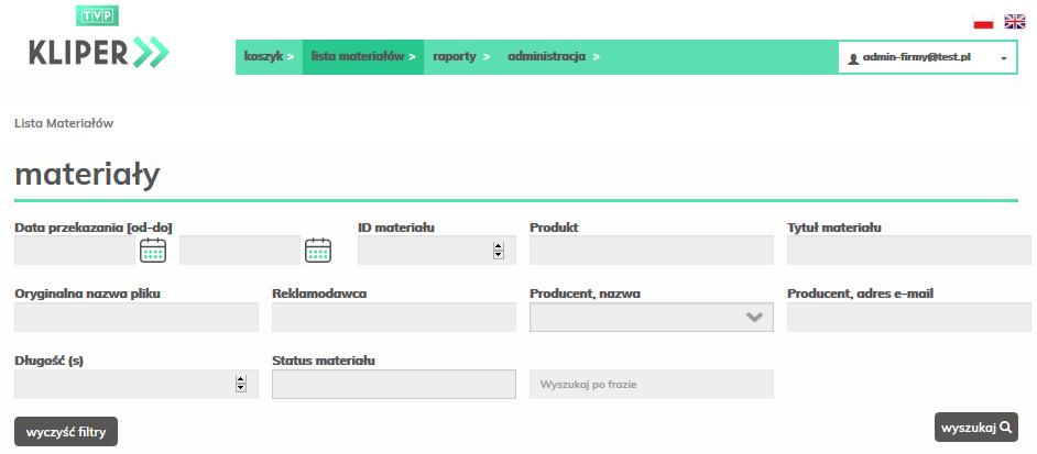 Wyniki w tabeli można sortować wg oznaczonych strzałkami kolumn.