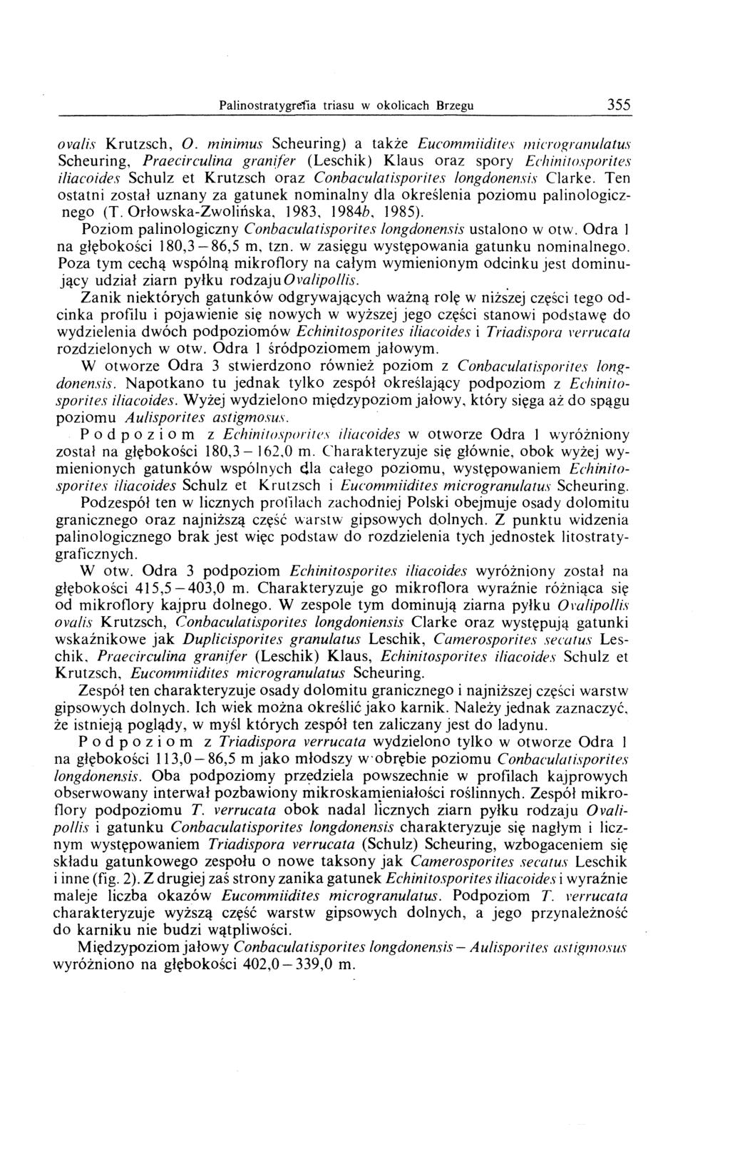 Palinostratygrefia triasu W okolicach Brzegu 355 ovalis Krutzsch, O.