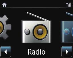 Ekran główny FM radio Settings Z poziomu ekranu głównego można wybrać żądane źródło muzyki lub przejść do menu [Settings].