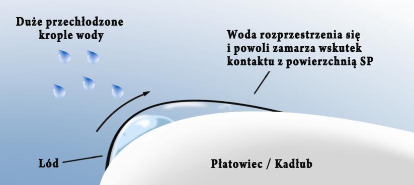 przy bezchmurnym niebie, kiedy powietrze jest wilgotne, a temperatura poszycia statku powietrznego jest mniejsza od 0 C.