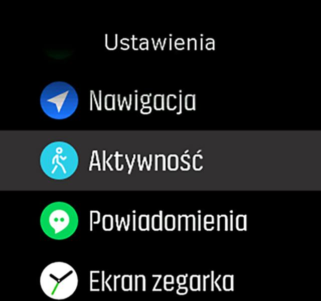 3. Ekran zegarka 4. Aktywność 5. Trening 6. Odpoczynek 2.3 Zmienianie ustawień Można dostosować wszystkie ustawienia zegarka bezpośrednio w zegarku lub za pośrednictwem serwisu Suunto Movescount.