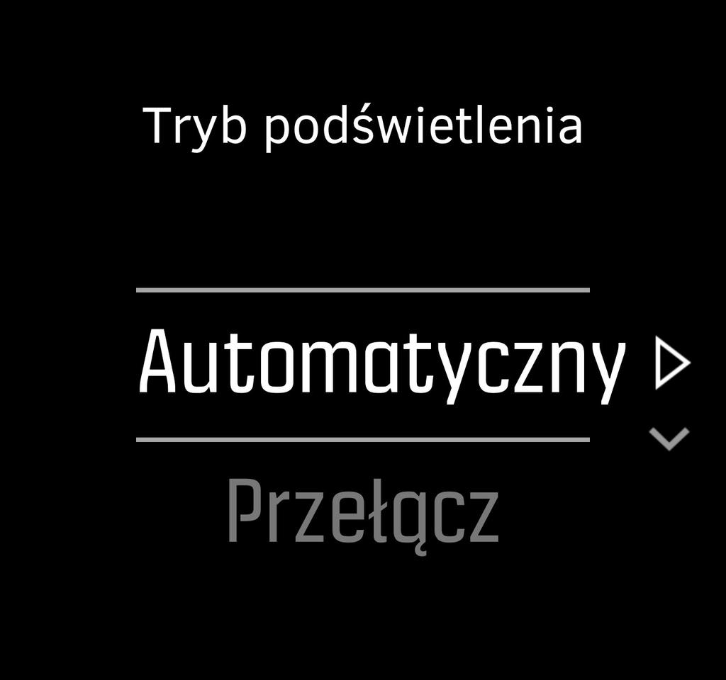 3. Wybierz ustawienie, naciskając jego nazwę lub naciskając środkowy przycisk, gdy ustawienie jest podświetlone.