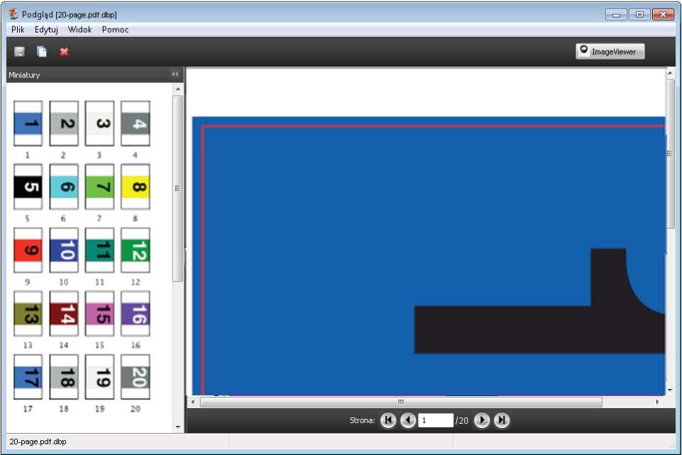 ImageViewer 23 Uzyskiwanie dostępu do programu ImageViewer z obszaru Podgląd 1 W obszarze Centrum zadań w aplikacji Command WorkStation wybierz zadanie, którego podgląd chcesz wyświetlić.
