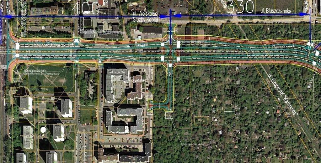 PLAN SYTUACYJNY odcinek od skrzyŝowania ul. Czerniakowskiej z ul. Czerniakowską-Bis do ul. Planowanej Zachodniej - Wariant 1 Proponowana lokalizacja bazarku wg Burmistrza Dzielnicy Ul.