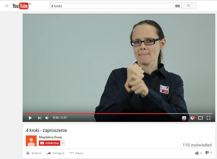 Jeśli materiałem edukacyjnym jest prezentacja albo wideo tłumacz powinien zajmować około 50% ekranu.