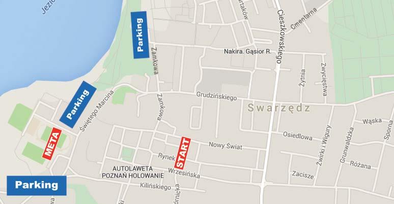 W DNIU BIEGU II PÓŁMARATON SZPOT SWARZĘDZ Parking Parking zlokalizowany jest przy: - ul. Św. Marcin/Strzelecka - ul. Św. Marcin/Kosynierów - ul. Zamkowa Parking jest bezpłatny i niestrzeżony.
