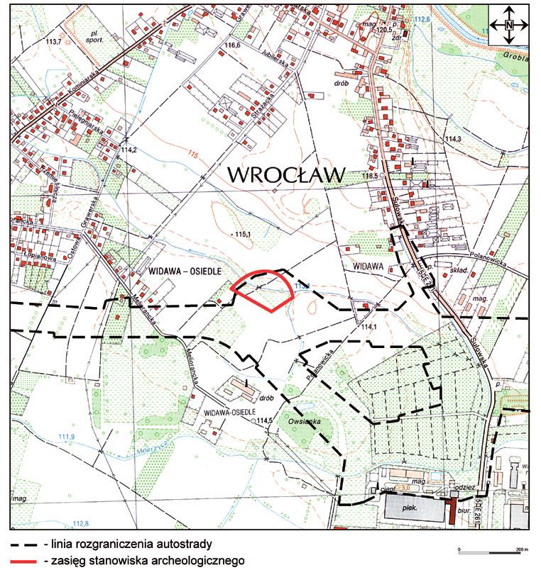 Ryc. 35. Wrocław-Widawa, stan. 19, gm. Wrocław, woj. dolnośląskie. Lokalizacja stanowiska Fig. 35. Wrocław-Widawa, site 19, Wrocław commune, dolnośląskie voivodeship.