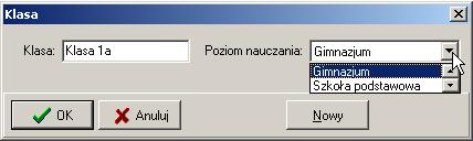 1.0 SZKOŁA 1.1 Uczniowie Okno edycji poziomu nauczania można wywołać również korzystając z menu głównego (zakładka Szkoła ). 1.1.2 Dodawanie nowej klasy Aby dodać nową klasę: Zaznacz poziom nauczania, w którym chcesz wprowadzić nowe klasy, klikając jego nazwę.
