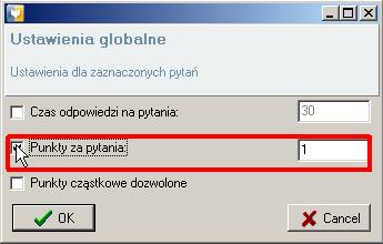 . Aby przejść do grupowej edycji pytań kliknij przycisk Tak. Zostanie wywołane okno Grupowej edycji pytań.