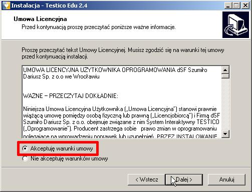 Następnie wybierz język używany podczas  Aby przejść do następnego kroku, w