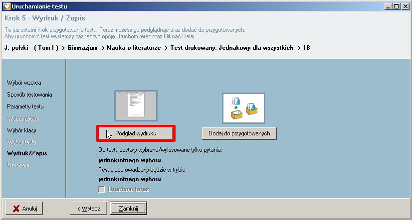 3 Testy drukowane Oprócz testów przeprowadzanych na komputerach lub za pomocą pilotów, program Testico Edu umożliwia również przygotowanie oraz przeprowadzenie testów w tradycyjny sposób.