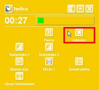 Kliknij przycisk Nie, jeżeli chcesz powrócić do testowania. Statystyka 1 kliknięcie tego przycisku powoduje wyświetlenie statystyk pierwszego rodzaju.