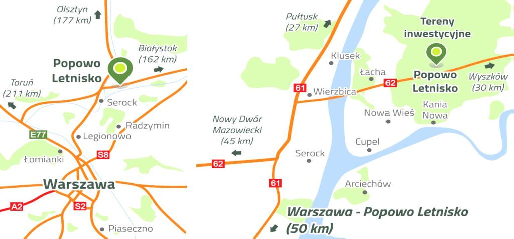 Lokalizacja nieruchomości w Popowie Letnisko Nieruchomość położona w miejscowości Popowo Letnisko (obręb