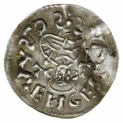 denar 1003-1012, mennica Praga, mincerz Edelred; Aw: Krzyż z