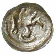 denar z lat 1185-1201, Wrocław; Aw: W czterech polach dwunitkowego krzyża