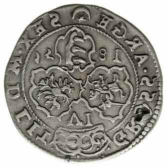 382. trojak 1586, Olkusz; z literami N-H przy Orle