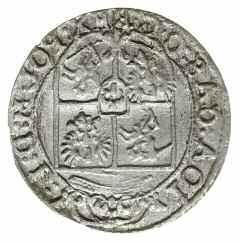 szeląg 1650 CG, Bydgoszcz; Aw: Monogram ICR, po bokach