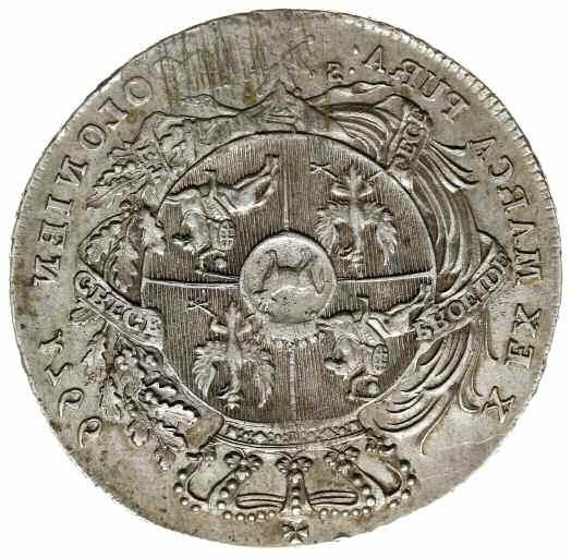 AUG D G REX POL M D L, Rw: Wieniec i napis w 5 wierszach AUREUS NUMMUS