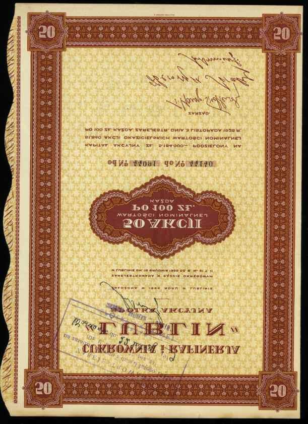 000 złotych, 1937 r; wydana Samuelowi Schultz z Chełmży; numeracja 0001069, z talonem i 13 kuponami; Niegrzybowski X-A-