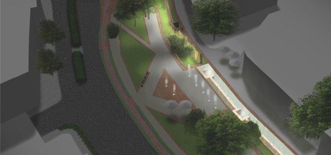 nawiązująca do historycznej fontanny Ekspozycja i iluminacja murów