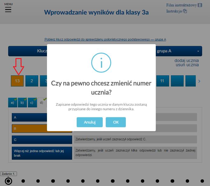 16. Zmianę numeru ucznia możesz zaakceptować klikając przycisk OK. 17.