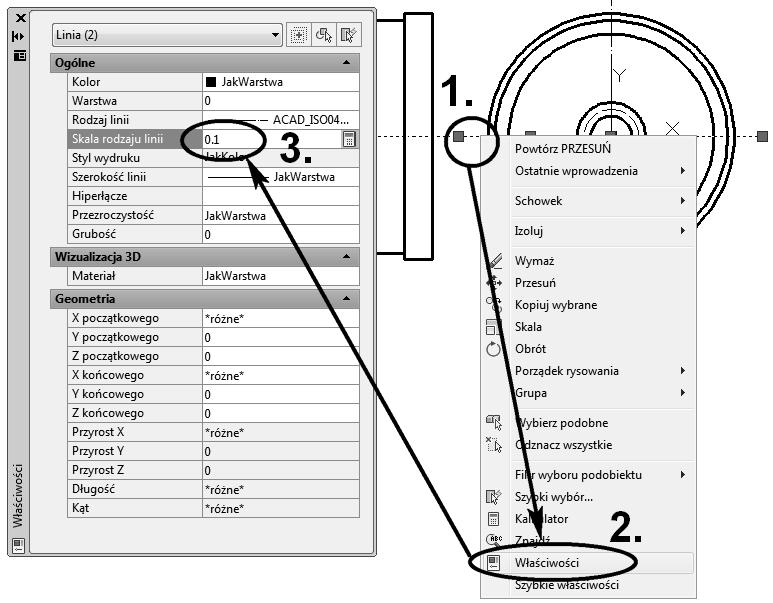 182 AutoCAD 20012 i 2012 PL wiczenia praktyczne <P-klik> menu podr czne, wybierz pozycj W a ciwo ci.