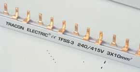 63 A 10 mm 2 12 mod. 215 29.5 18 21 3 TFSS-4 max. 63 A 10 mm 2 56 mod. 1000 29.5 18.3 21.6 4 TFSS-1V max. 63 A 10 mm 2 56 mod. 1000 14.8 5 15 1 TFSS-1V-12 max. 63 A 10 mm 2 12 mod. 215 14.