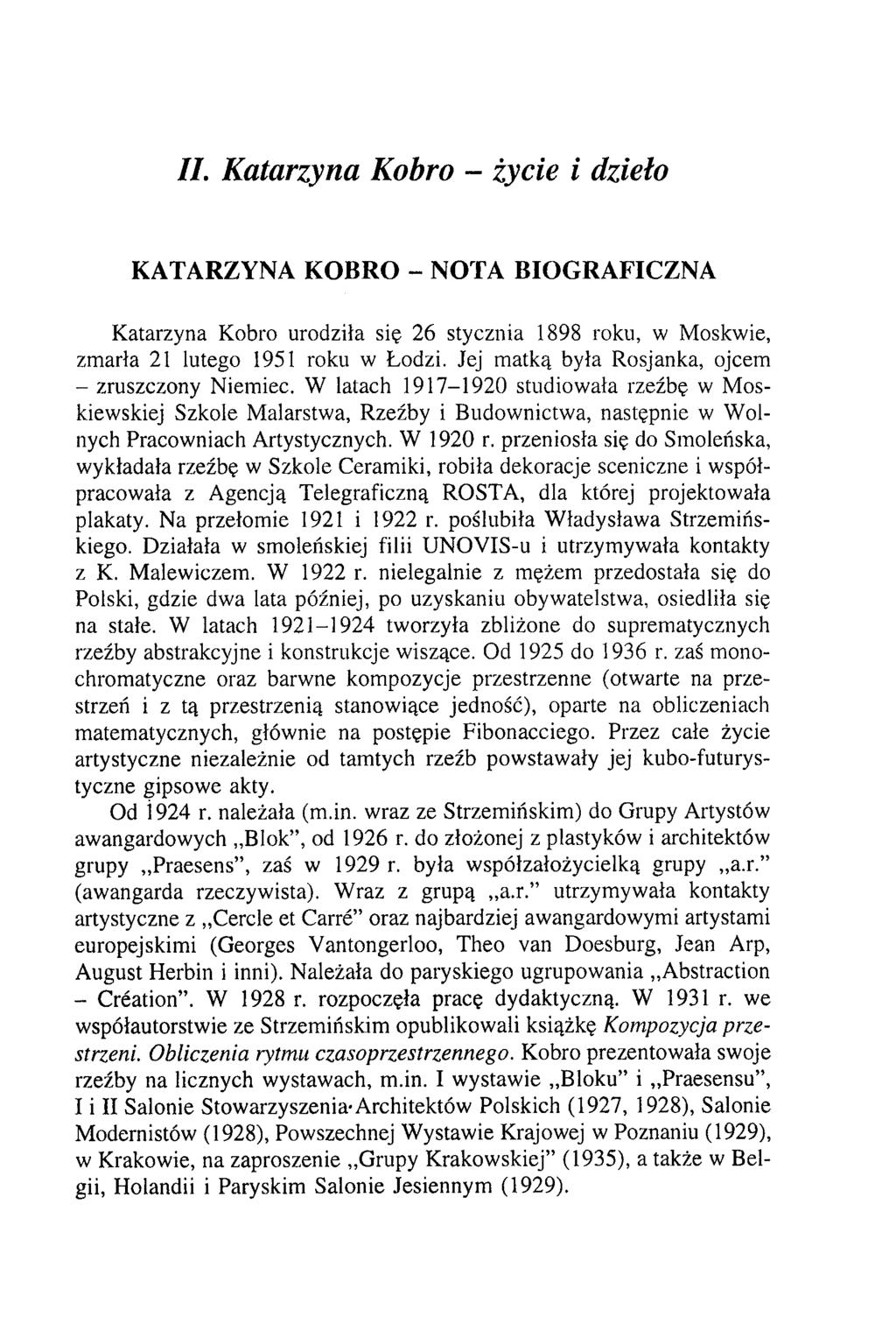 Nika Strzemińska Katarzyna Kobro - nota biograficzna. Sztuka i Filozofia  13, PDF Free Download
