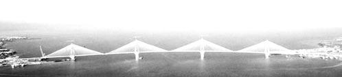 Fot. 3. Przeprawa mostowa Rion Antirion, 2004 rok do tej pory rozpiętość przęsła to 275 m (most Kiso River w Japonii, 2001 rok).