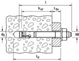 MOCOWANIA DO DUŻYCH OBCIĄŻEŃ/KOTWY STALOWE 103 DANE TECHNICZNE Kotwa sworzniowa FAZ II-GS A4 (z powiększoną podkładką) - stal nierdzewna A4 Typ Nr Art. Aprobata Oznaczenie Wiertło- na łbie Min.