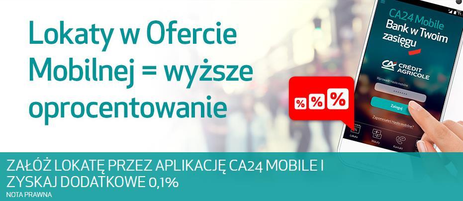 Szczegóły w regulaminie promocji "Lokata / e-lokata na Nowe Środki II 16 edycja, dostępnym na stronie i w placówkach Banku. Oprocentowanie podane jest według stanu na 04.05.2017 r.