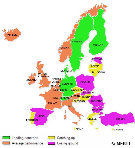 Miejsce Polski w Europie European Innovation Scoreboard 2005