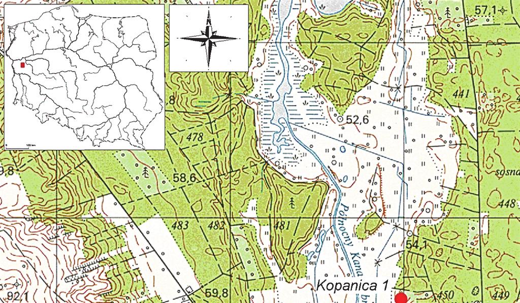 10 PRZEMYSŁAW BOBROWSKI, IWONA SOBKOWIAK-TABAKA Ryc. 1. Kopanica, stan. 29. Położenie stanowiska na mapie w skali 1:10 000 (rys. P. Wiktorowicz) Fig. 1. Kopanica, site 29.