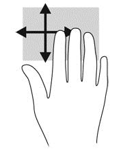 Połóż trzy palce w obszarze płytki dotykowej TouchPad i wykonaj nimi lekko szybki ruch w górę, w dół, w lewo lub w prawo.